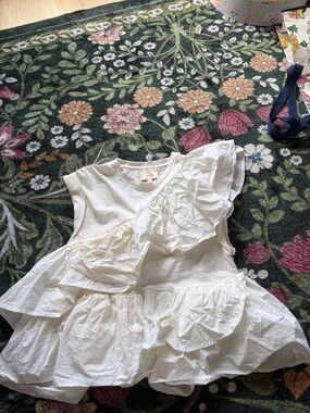 cinq a sept White Ruffle Cotton Tank Top